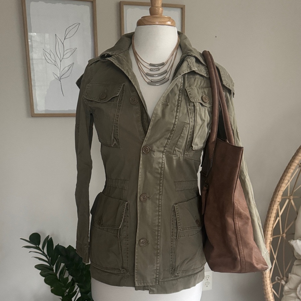 J.Crew Olive Utility Hooded Jacket | XXS